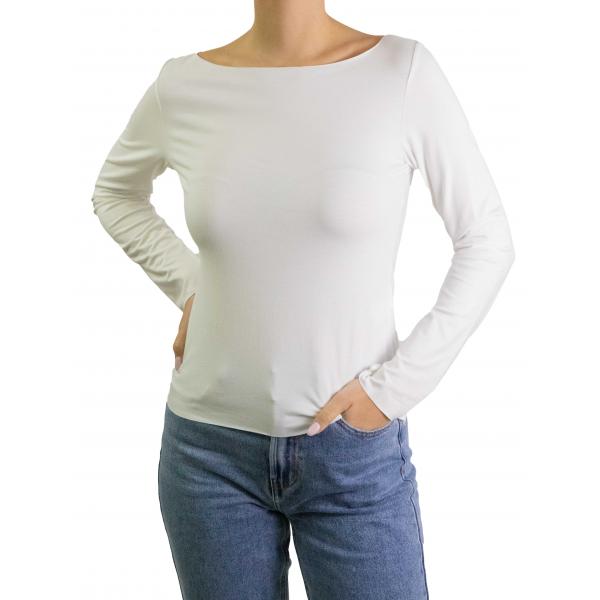 Maglia con scollo a barca tinta unita 